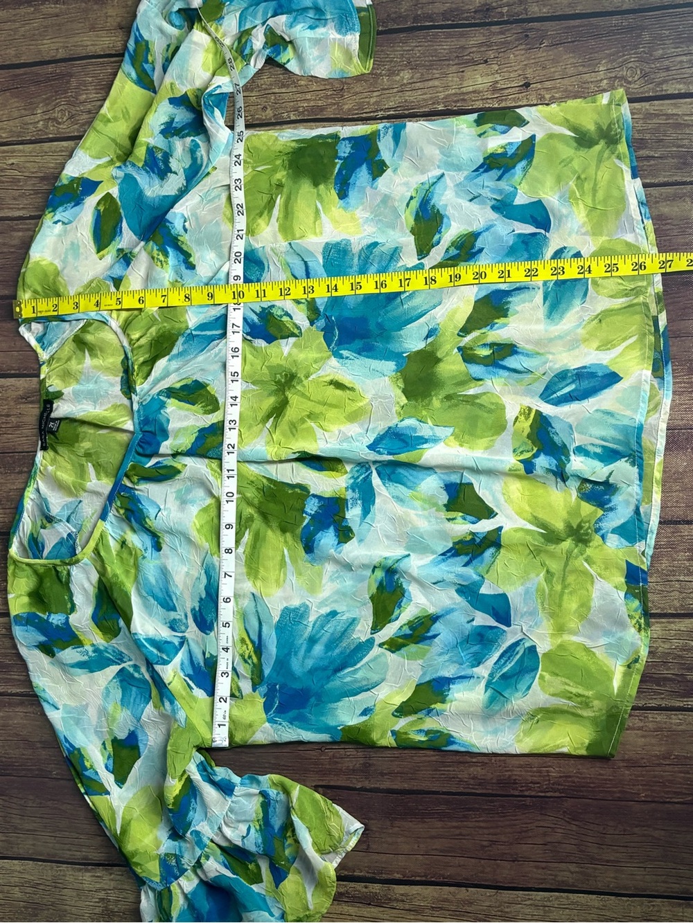 Sara Michelle Blue & Green Floral 3/4 Sleeve 2X - Picture 3 of 7